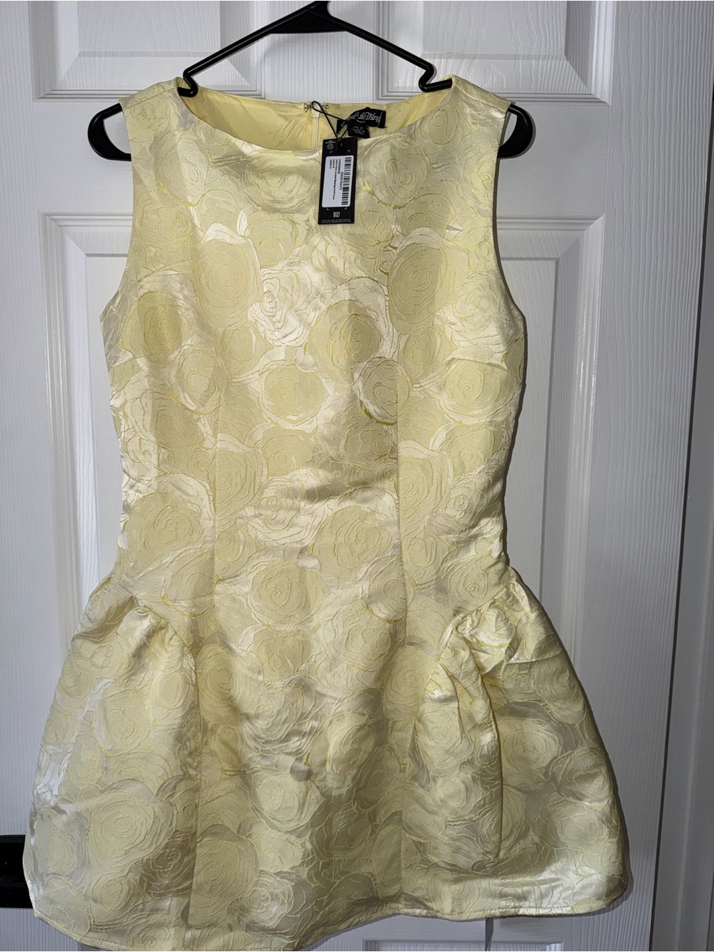 PrettyLittleThing Pale Yellow Floral Jacquard Mini Dress